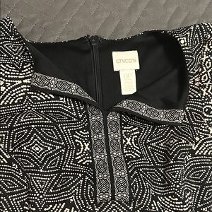 Chico's Monochrome Geometric Zip-Up sleeveless, zip up back dress